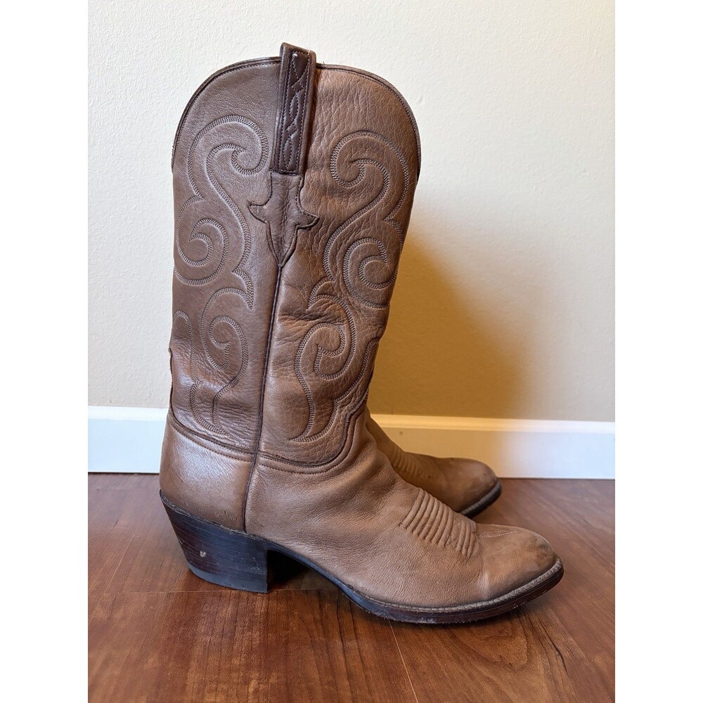 Lucchese Classics Mens Brown Leather Cowboy Boots USA Made 10.5 L001666 Calfskin